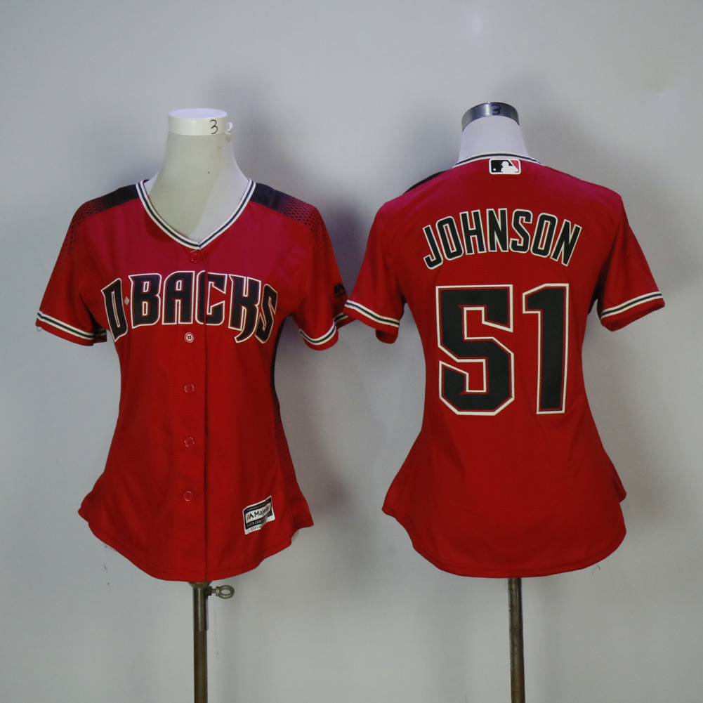 Women Arizona Diamondbacks 51 Randy Johnson Baseball Jersey Red