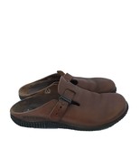 MEPHISTO Brown Luggage Leather Rubber Sole Huguette Buckle Clogs Mules S... - $47.03