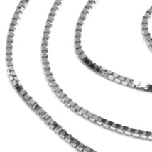 SOLID 18K WHITE GOLD CHAIN 1.1 MM VENETIAN SQUARE BOX 15.75", 40 cm, ITALY MADE image 2
