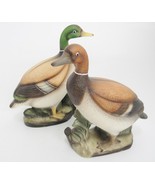 Vintage Ucagco UC&amp;GC Duck Mallard Pair Porcelain Figurines 6.25&quot; Tall Japan - $22.56