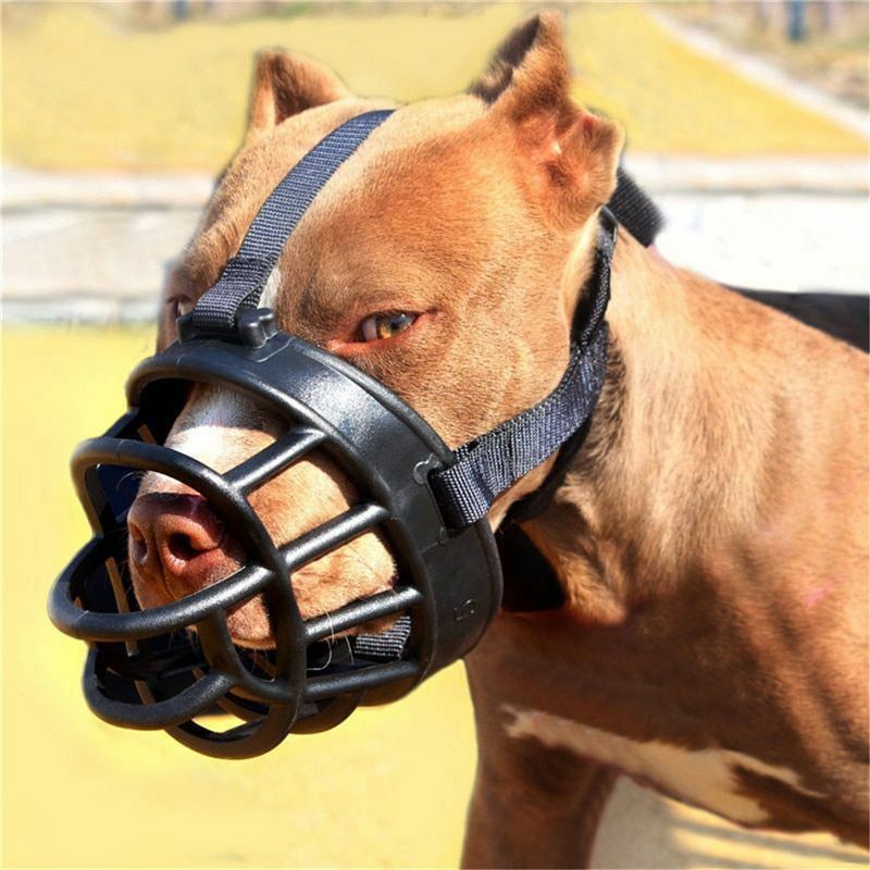 No Bite PitBull Muzzle Soft Silicone Strong Mouth Mask Basket For Big