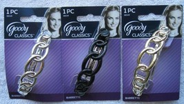 Interlocking Rings Goody Plastic Hair Barrette Metal Back Silver Gold Black Ring - $10.00