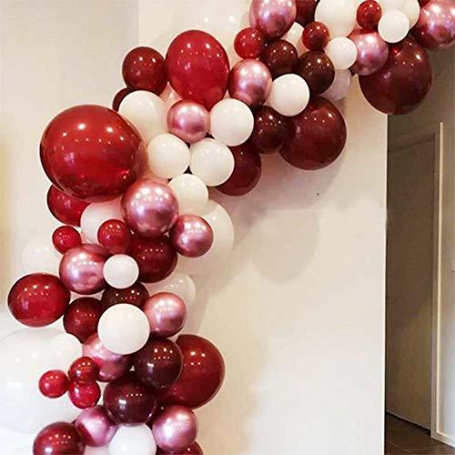 Burgundy Balloon Garland Arch Kit with Metallic Chrome Rose Red, Pastel ...