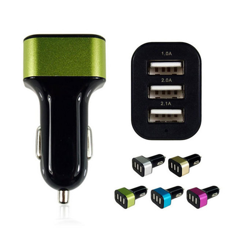 Universal Triple USB Car Charger Adapter Socket 2A 2.1A 1A