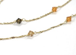 18K YELLOW GOLD NECKLACE, ALTERNATE FACETED MULTI COLOR CRYSTALS SINGAPORE CHAIN image 2