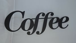 Metal Kitchen Coffee Sign Art in Black Steel 20" x 8" image 3