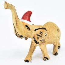 Hand Carved & Painted Jacaranda Wood Santa Hat Elephant Safari Christmas Figure image 3