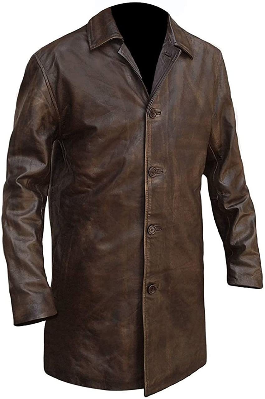 Distressed Brown Supernatural Dean Winchester Vintage Leather Trench Coat