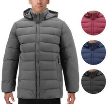 Men’s Heavyweight Insulated Microfiber Removable Hood Quilted Zip Puffer Jacket