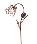Solar Flower Design Garden Stake Metal Double Pronged 32&quot; High Copper Fi... - $89.09