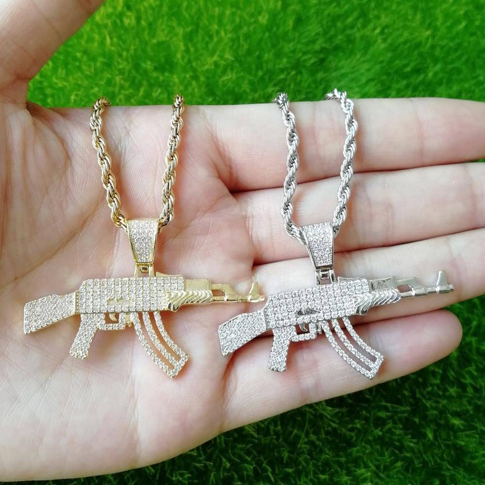 AK47 Pendant AK-47 Necklace Diamond Kalashnikov Pendant Hip - Jewelry ...