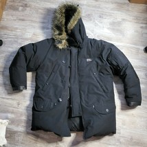 Ralph Lauren Mens Black Down Fill Hooded Faux Fur Heavy Arctic Parka Coat Size M - $199.99