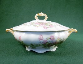 Limoges Antique Porcelain Soup Tureen ~ Wm. Guerin &amp; Co, Wildflowers Pat... - $137.15