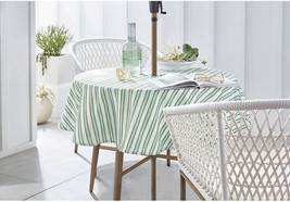 Everhome™ Zig-Zag Stripe 60&quot;x84&quot; &amp; 70&quot; Round Tablecloth in Elm Green/Blue - $22.50