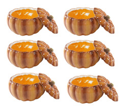 Ebros Home Kitchen Orange Ceramic Pumpkin Soup Or Dessert Bowl With Lid ... - $109.99