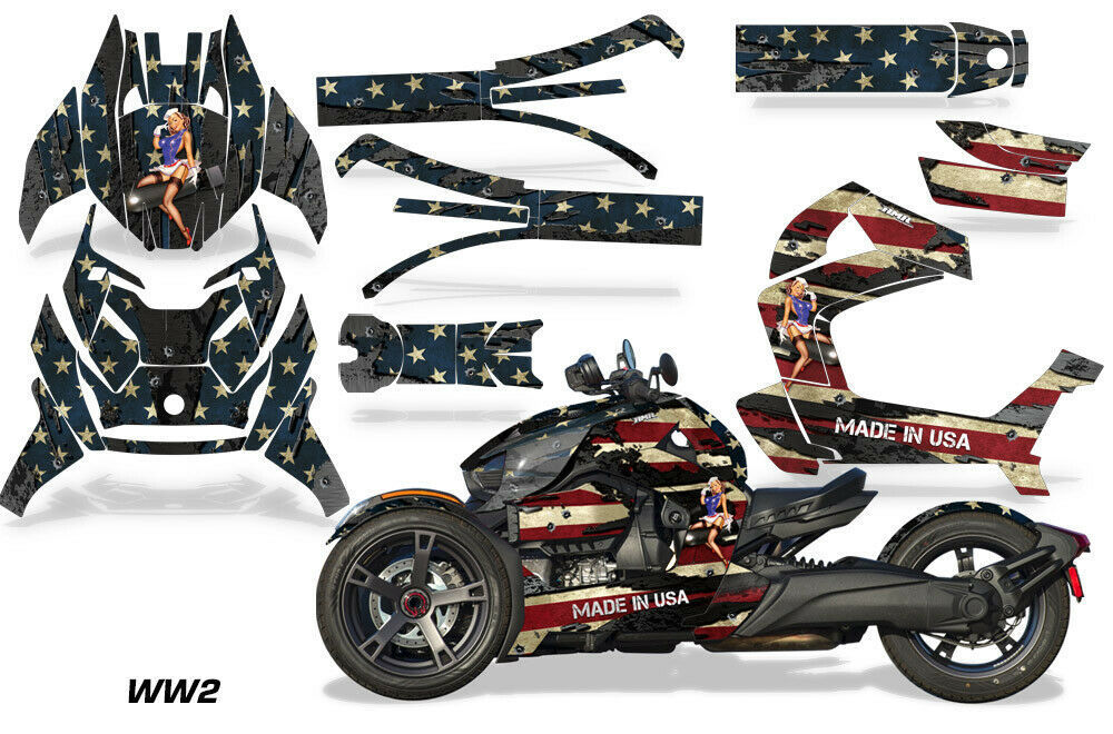 Full Body Wrap Graphic Sticker Decal for CanAm Ryker 2019 WW2 USA