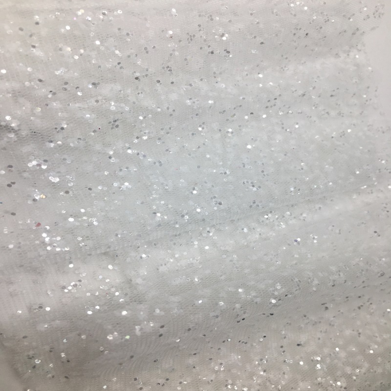 5YDS - SPARKLING OFF-WHITE GLITTER SEQUINS MESH TULLE FABRIC WIDTH 52 ...