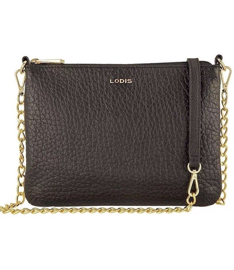 Lodis Convertible Cross Body Bag Black Leather Purse 5 in 1 Women's