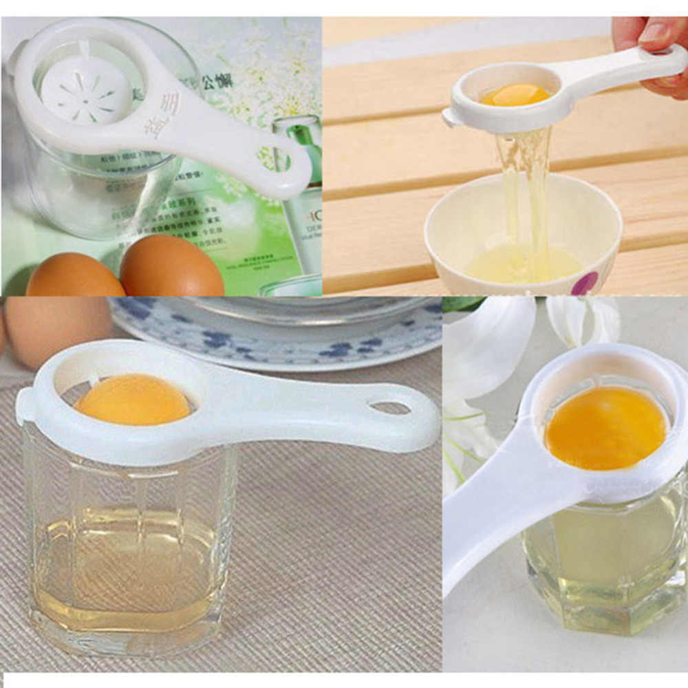 White Egg Yolk Separator Tool Easy Cooking White Sieve Plastic Baking (PAIR) UK
