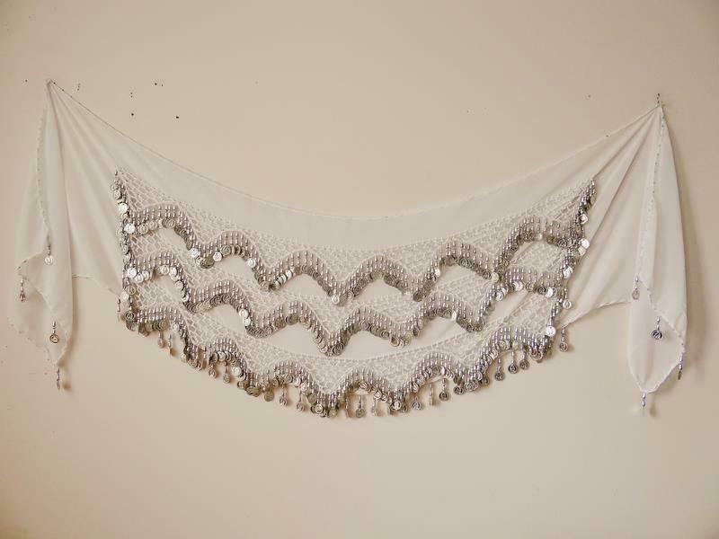 High Quality Handmade Belly Dance Hip Scarf Coin Belt Hip Wrap Costume...WHITE