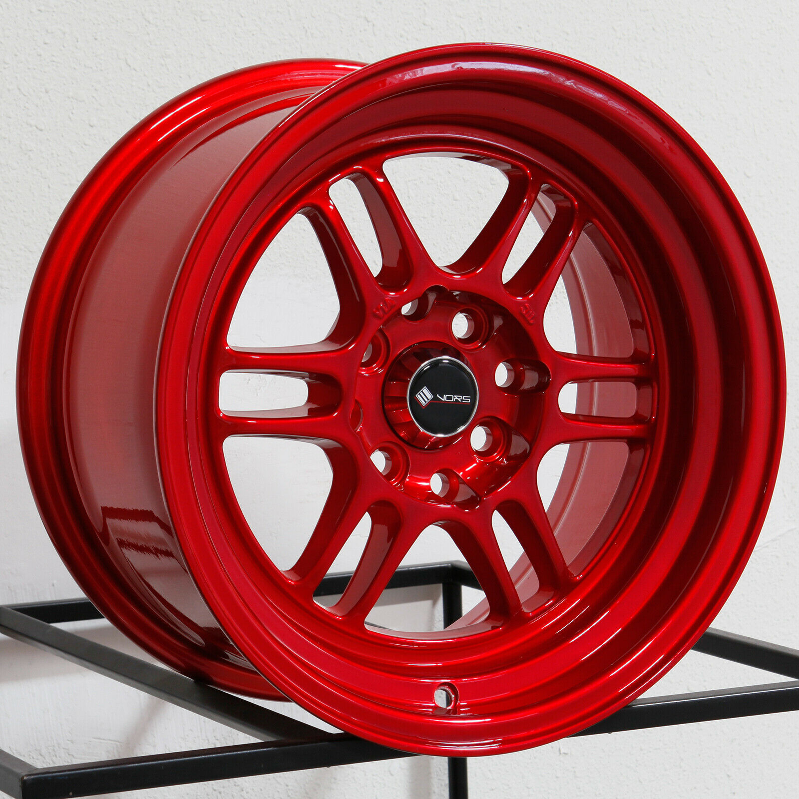 15x8 Vors TR6 4x100/4x114.3 20 Candy Red Wheels Rims Set(4) - Wheels