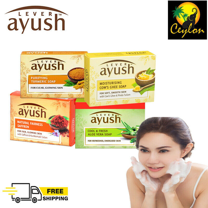 Lever Ayush Purifying Skin Soap Turmeric Saffron Aloe Vera Fairness