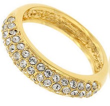 Womens Ladies Classic Prom Blitz Gold Plated Band Glam Clear CZ Ring Size 7 - $12.95