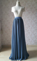 Dusty Blue Full Maxi Skirt Dusty Blue Chiffon Bridesmaid Skirt Wedding Outfit image 11