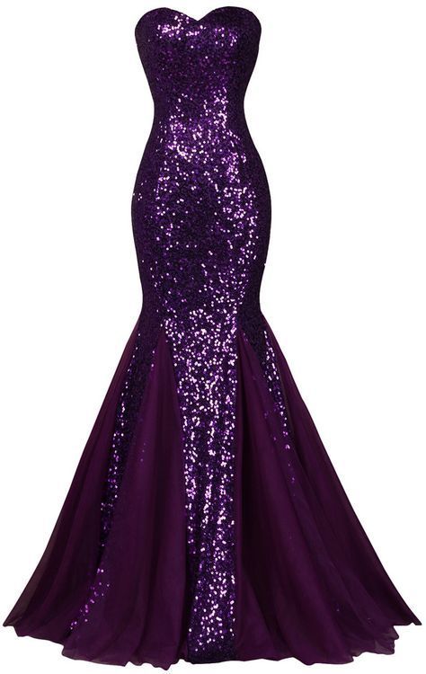 Strapless Mermaid Purple Sequin Lace and Tulle Prom Dress Sweetheart Corser Back