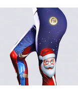 Women&#39;s CHRISTMAS LEGGINGS Yoga Pants Athletic Workout Leggins Santa Sto... - $19.99
