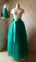 Womens Ruffle Maxi Tulle Skirt Floor Length Wedding Maxi Tulle Skirt GREEN Plus  image 2