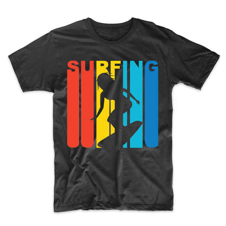 Retro 1970's Style Surfing Surfer T-Shirt - T-Shirts, Tank Tops