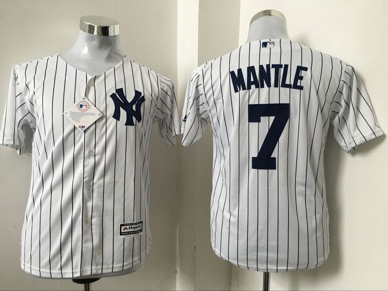 Kids New York Yankees 7 Mickey Mantle Jersey No Name Baseball Jerseys