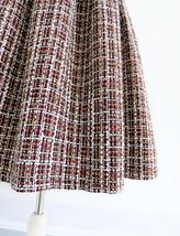 A-line Winter Tweed Skirt Outfit High Waisted Plus Size Burgundy image 4