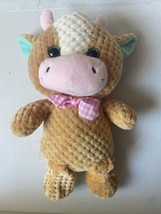 2018 Kellytoy Cow Bull 16&quot; Plush Quilted Brown Stuffed Animal - $10.85
