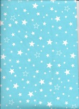 New Aqua Stars Soft Double Napped Flannel Fabric by the Quarter-Yard - $3.22