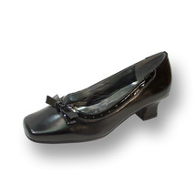 PEERAGE Bess Women Wide Width Leather Dress Pump with Decorative Bow - $53.95