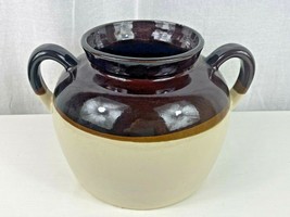 Vintage USA Stamped Pottery Brown Drip Glaze Bean Pot Crock Jar 7&quot; Tall ... - $9.89