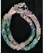 Natural Multi Aquamarine Tube Beads Necklace, Colourful Gemstone Necklace - $522.00 - $549.00