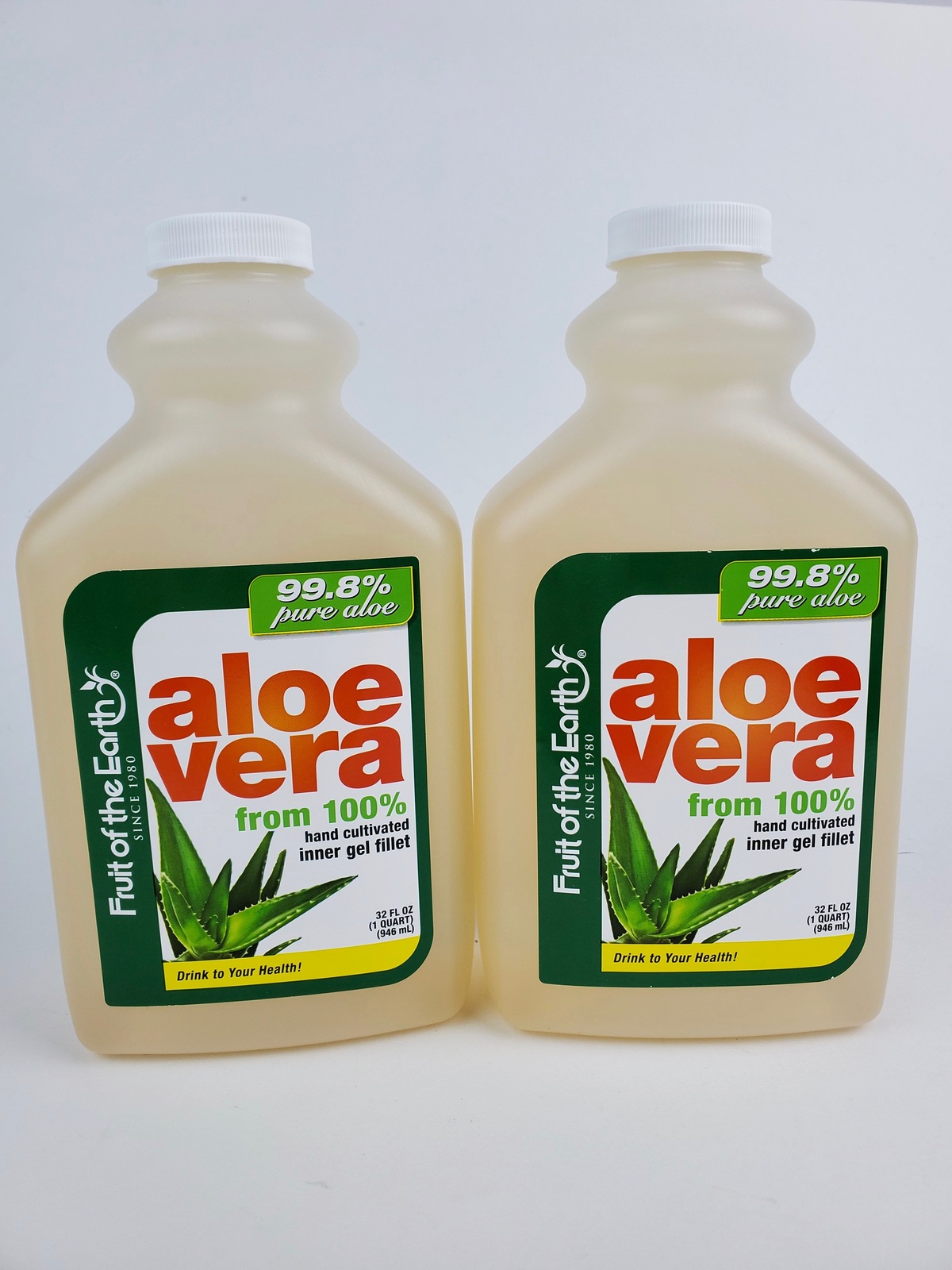 2x Quarts 100 Aloe Vera inner gel fillet Fruit of the Earth brand