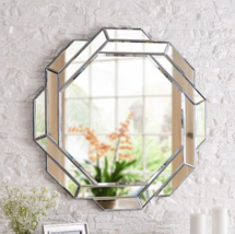Modern Contemporary Venetian Style Geometric Beveled Round Wall Mirror 34" - $3,111.46