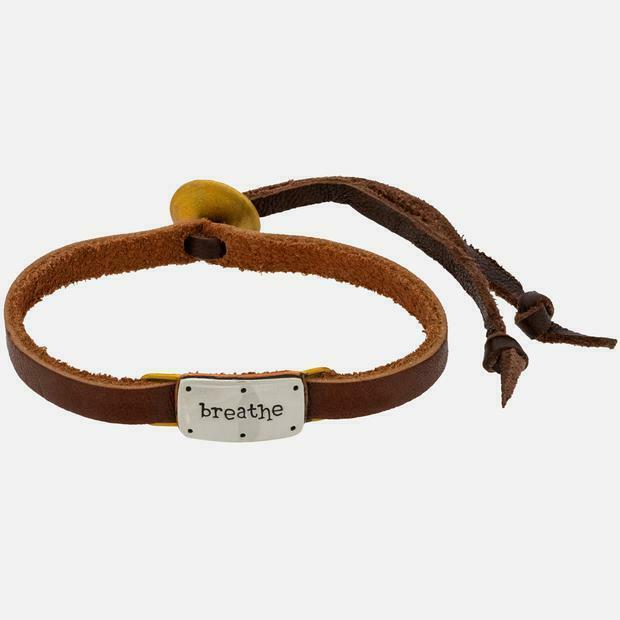 Quote Bracelet Brown Leather Adjustable Breathe Far Fetched Jewelry Inspiration