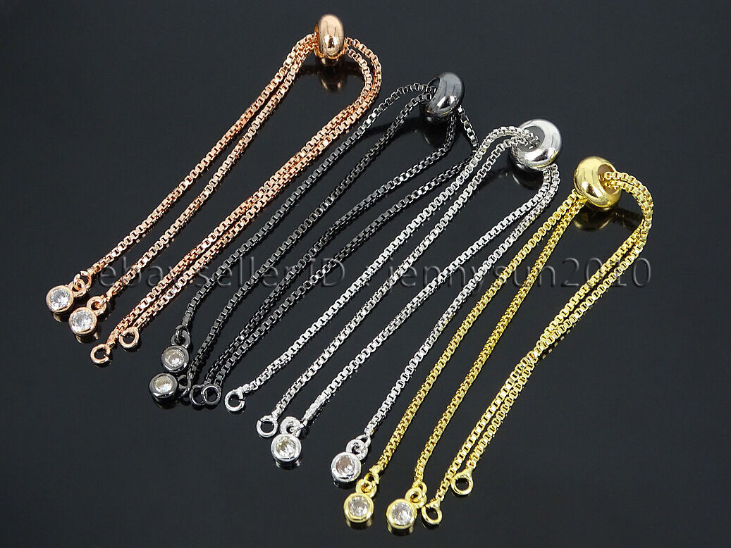 Jennysun2010 - Zircon rhinestone adjustable 18k chain bracelet set for connector link findings