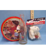 Coca Cola Bottle Christmas Tin Container &amp; 2 Holiday Ornaments Lot of 4 ... - $16.92