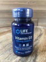 Life Extension Vitamin D3 125 mcg (5000 IU) 60 Softgels Bone Support - Exp 1/23 - $12.16