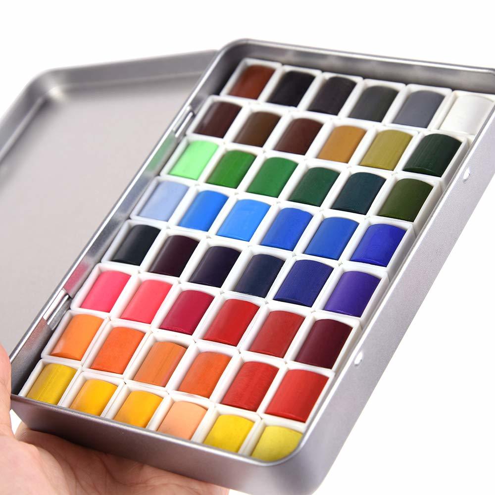 45 Assorted Watercolor Paint Travel Set Half Pan Refills Solid