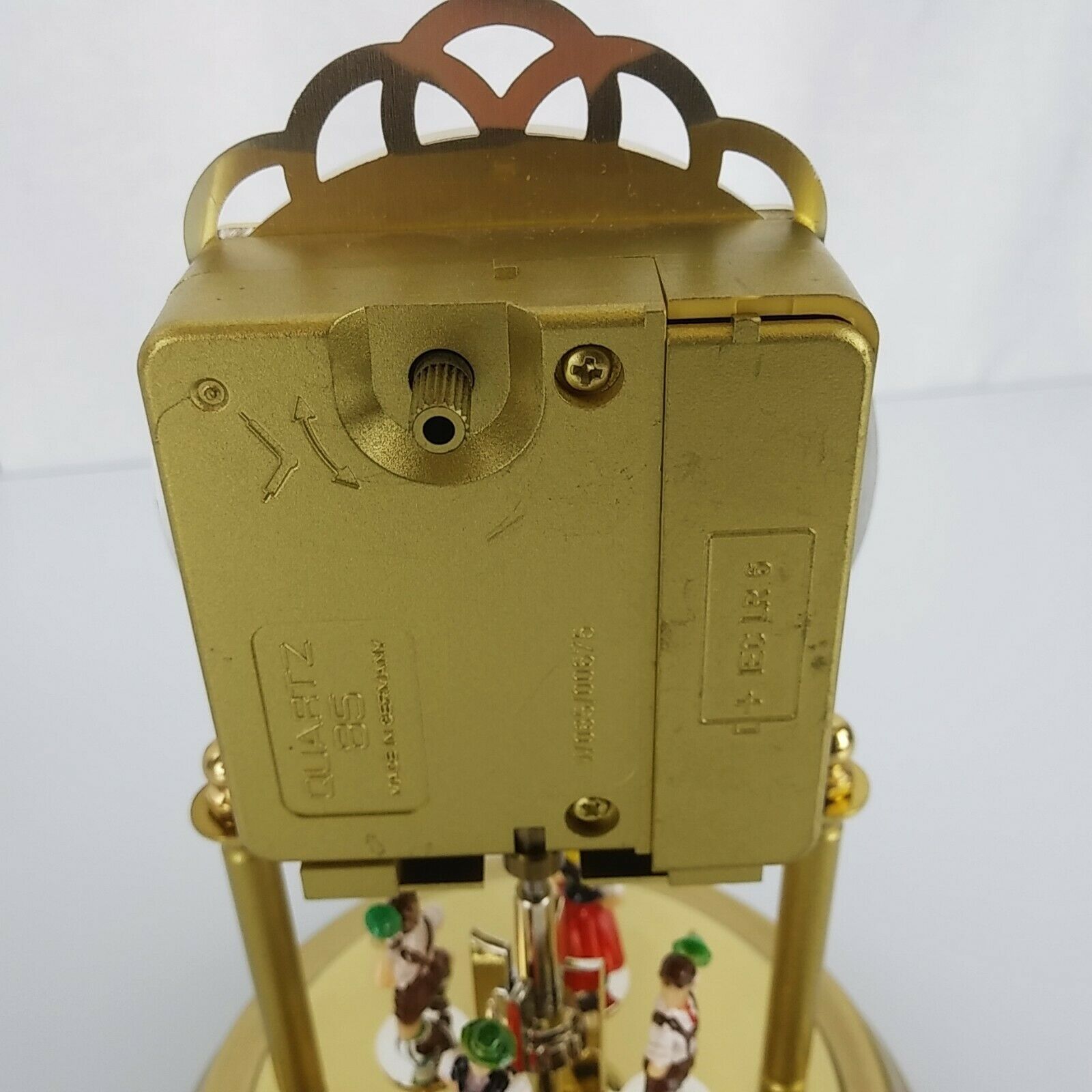 Loricron Quartz 85 Clock W085/00675 Glass Dome German Germany Folk Dancers Shelf, Mantel