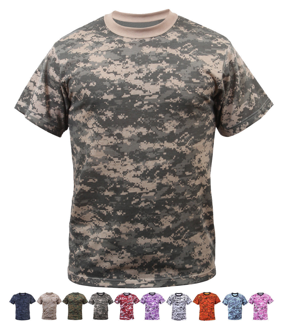 Digital Camo Tactical T-Shirt Camouflage Military Tee Short Sleeve Digi ...