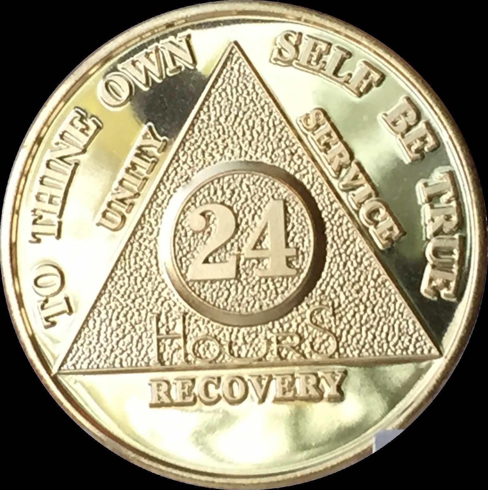 24 Hours AA Medallion 24k Gold Plated Alcoholics Anonymous Sobriety Chip