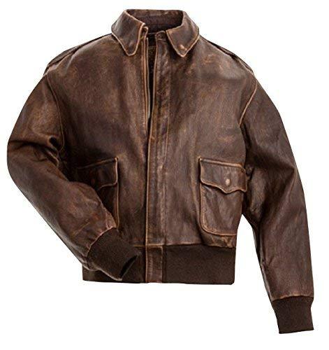 A2 Distressed Brown Flight Bomber Military Aviator Biker Genuine Leather Jacket